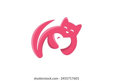 negative space style dog and cat logo, suitable for a petcare logo