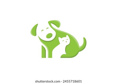 negative space style dog and cat logo, suitable for a petcare logo