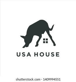 negative space style for a home logo that starts from the dog's feet