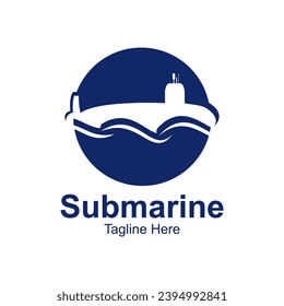 Plantilla De Diseño De Logotipo Submarino Espacial Negativo Con Onda De Agua.