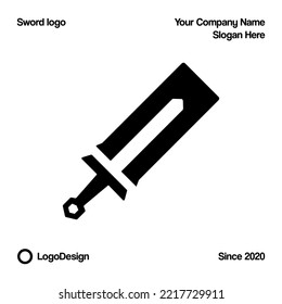 negative space sword logo design vector