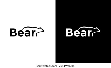 negative space text bear logo vector design inspiration