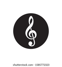 negative space treble clef in circle icon vector isolated on white background