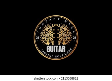 Negative Space Tumbleweed Guitar Country Music Western Vintage Retro Saloon Bar Cowboy logo design