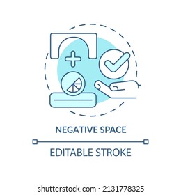 Negative space turquoise concept icon. Visual content. Principles of graphic design abstract idea thin line illustration. Isolated outline drawing. Editable stroke. Arial, Myriad Pro-Bold fonts used
