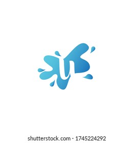 Negative Space U letter logo icon in water splash shape design template.