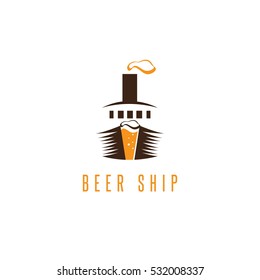 negative space vector concept of beer and ship

