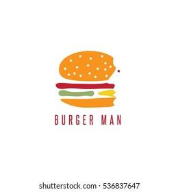 negative space vector concept of man and hamburger