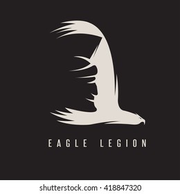 negative space vector concept of spartan head in wing of eagle