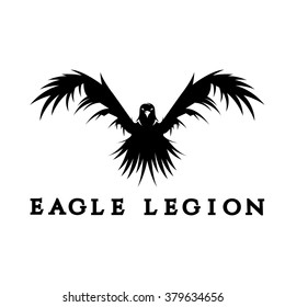 negative space vector concept of warrior heads in eagle