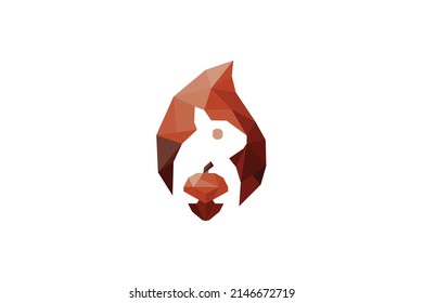 Negativ-Space-Vektorgrafik Polygonal-Logo Eichhörnchen abstrakter Stil