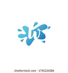 Icono del logotipo de la letra W del espacio negativo en la plantilla de diseño de forma de salpicadura de agua.