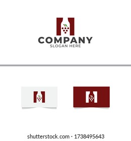 Plantilla de vectores de diseño de logotipo de vino de espacio negativo