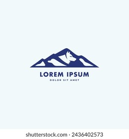 Negative space wolf head on mountain logo vector nature icon illustration