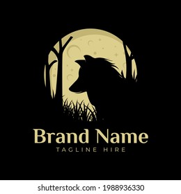 Diseño del logotipo del lobo espacial negativo 