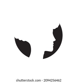 negative space women frizzy logo icon vector graphic design illustration idea