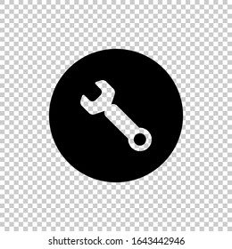 negative space wrench icon circle flat vector on transparent background