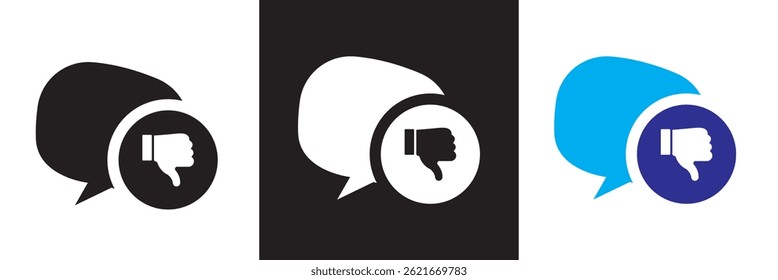 Negative speech bubble icon.  Vector illustration. isolated on white and black background. EPS 10