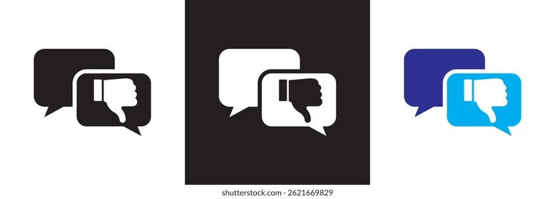Negative speech bubble icon.  Vector illustration. isolated on white and black background. EPS 10