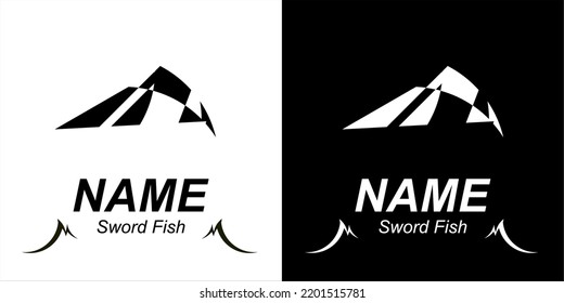 Negative sword fish body part logo