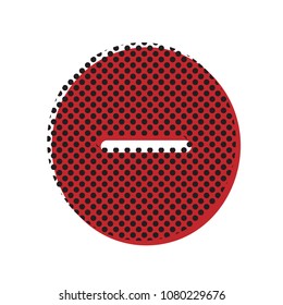 Negative symbol illustration. Minus sign. Vector. Brown icon with shifted black circle pattern as duplicate at white background. Isolated.