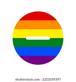 Negative symbol illustration. Minus sign. Rainbow gay LGBT rights colored Icon at white Background. Illustration.