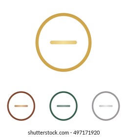 Negative symbol illustration. Minus sign. Metal icons on white backgound.