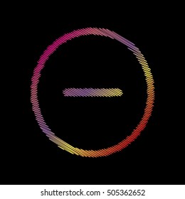 Negative symbol illustration. Minus sign. Coloful chalk effect on black backgound.