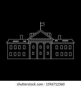 Negative Symbol of modern architecture design outline illustration. Vector icon for web and advertising isolated on black background. Element of culture and traditions.