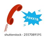 Negative text from phone. Customer complaint. Swear word, arguing, offense.