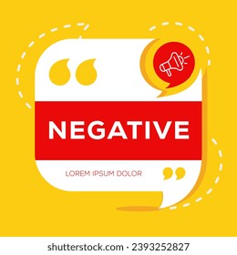 (Negative) text written in speech bubble, Vector illustration.
