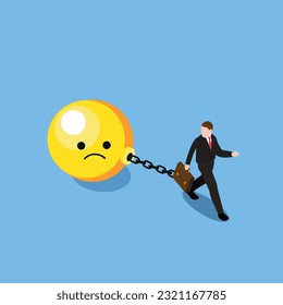 Negative thinking causing problem to move forward 3d vector illustration concept for banner, website, illustration, landing page, flyer, etc