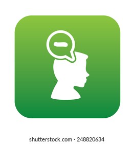 Negative thinking design on green flat button,clean vector