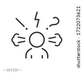 negative thinking icon, angry and bad mood client, customer negative behavior, attention thin line web symbol on white background - editable stroke vector illustration eps10