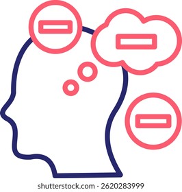 Negative Thinking Icon Color Vector Illustration