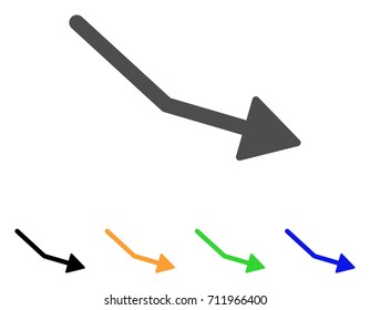 Negative Trend Arrow Icon. Vector Illustration Style Is A Flat Iconic Negative Trend Arrow Symbol With Black, Grey, Green, Blue, Yellow Color Versions. Designed For Web And Software Interfaces.