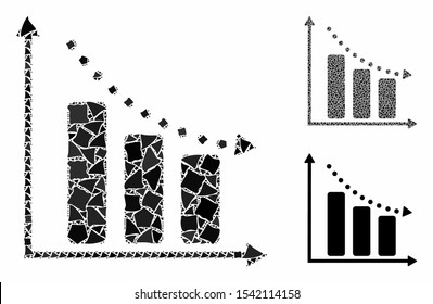 Negative Trend Composition Of Bumpy Parts In Various Sizes And Color Tones, Based On Negative Trend Icon. Vector Inequal Parts Are Grouped Into Collage.