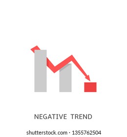 Negative Trend. Declining Graph, Red Arrow Vector Illustration