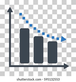 Negative Trend icon. Vector illustration style is flat iconic bicolor symbol, smooth blue colors, transparent background. Designed for web and software interfaces.