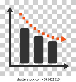 Negative Trend icon. Vector illustration style is flat iconic bicolor symbol, orange and gray colors, transparent background. Designed for web and software interfaces.