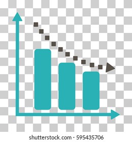 Negative Trend icon. Vector illustration style is flat iconic bicolor symbol, grey and cyan colors, transparent background. Designed for web and software interfaces.