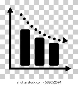 Negative Trend vector pictogram. Illustration style is flat iconic black symbol on a transparent background.