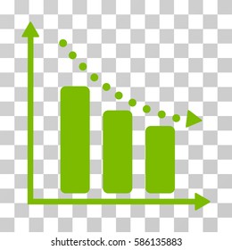 Negative Trend vector pictogram. Illustration style is flat iconic eco green symbol on a transparent background.