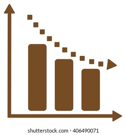 Negative Trend vector toolbar icon. Style is flat icon symbol, brown color, white background, square dots.