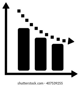 Negative Trend Vector Toolbar Icon. Style Is Flat Icon Symbol, Black Color, White Background, Square Dots.