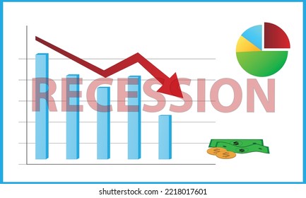 Negative vector chart of investment financial data. Financial crisis chart. global business downfall. Economic recession from high inflation, stock market crash. Recession vector illustration Graph.