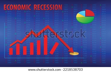 Negative vector chart of investment financial data. Financial crisis chart. global business downfall. Economic recession from high inflation, market crash. Recession vector illustration Graph