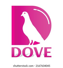 negative vector image of a dove in letter d suitable for logo design.