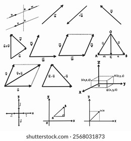 Negative of a Vector math trigonometry illustrations  