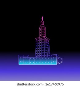 Negative Vector of Outline Simple Building Illustration. Famous Wonders of the World.